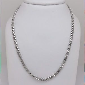 NEW — Solid Sterling Silver w/ Rhodium Plating Miami Cuban Chain (4mm)